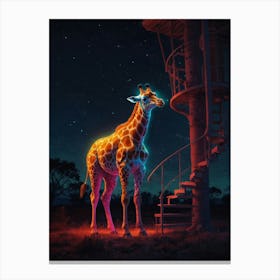 Neon Giraffe 5 Canvas Print