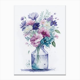 Watercolor Flowers In A Vase 3 Canvas Print