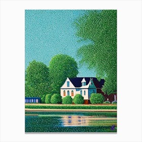 Lewisville, City Us  Pointillism Canvas Print