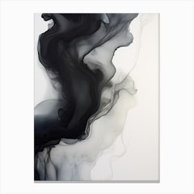 White And Black Flow Asbtract Painting 2 Canvas Print