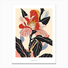 Colourful Flower Illustration Poster Camellia 2 Canvas Print