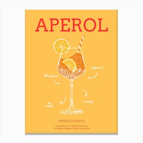 Aperol Recipe Cocktail Print Canvas Print