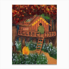 Countryside Treehouse in the Forest Art Print Canvas Print