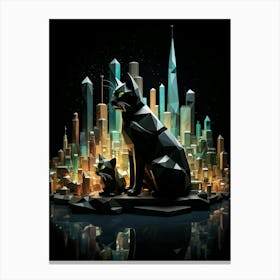 Black Cat City Poly Canvas Print