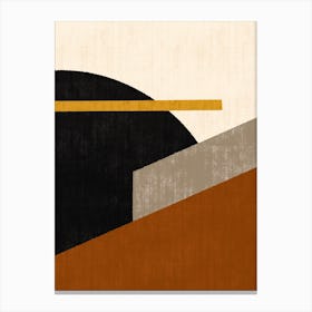 Geometric Abstract Shapes Filet Brown Black Canvas Print