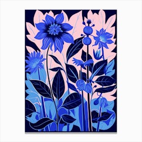 Blue Flower Illustration Bee Balm 3 Canvas Print