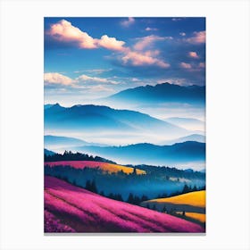 Pink Flowers In The Mountains 1 Canvas Print