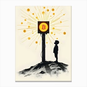 Bitcoins On The Moon Canvas Print