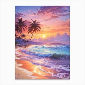 Sunset On The Beach Print  Canvas Print