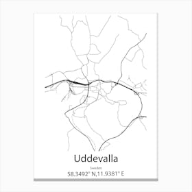 Uddevalla,Sweden Minimalist Map Canvas Print