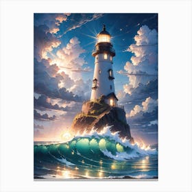 A Lighthouse In The Middle Of The Ocean 69 Canvas Print