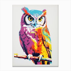Andy Warhol Style Bird Eastern Screech Owl 2 Canvas Print