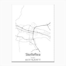 Skelleftea,Sweden Minimalist Map Canvas Print