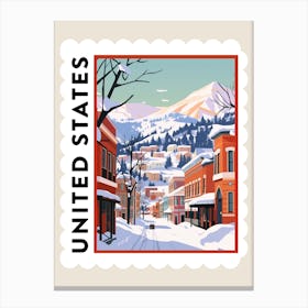 Retro Winter Stamp Poster Aspen Colorado Canvas Print