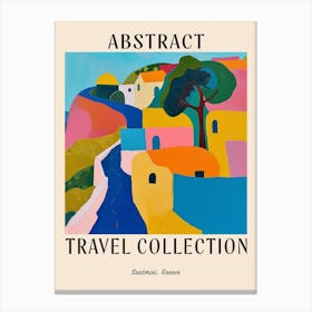 Abstract Travel Collection Poster Santorini Greece 1 Canvas Print