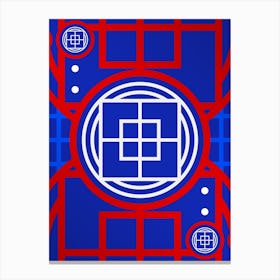 Geometric Abstract Glyph in White on Red and Blue Array n.0043 Canvas Print