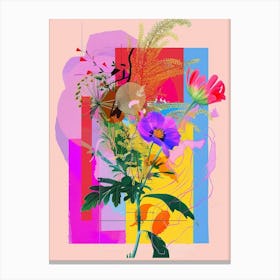 Baby S Breath 4 Neon Flower Collage Canvas Print