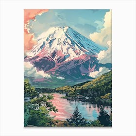 Mount Fuji Japan 10 Retro Illustration Canvas Print