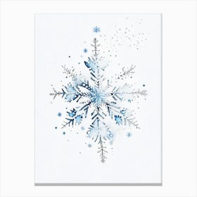 Intricate, Snowflakes, Minimalist Watercolour 3 Canvas Print