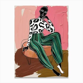 Woman In Leopard Pants 3 Canvas Print