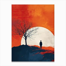 Man On The Hill, Minimalism Canvas Print