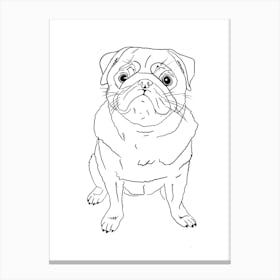 Pug Dog Line Art Canvas Print