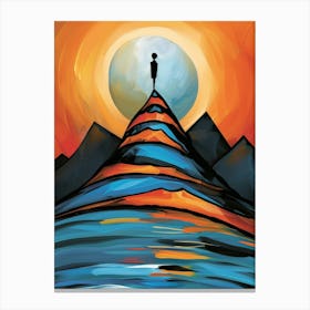 Man On Top Of Mountain Canvas Print