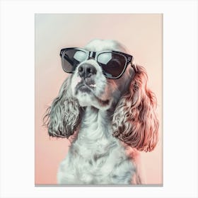 Portrait Of A Dog Wearing Sunglasses.Generated AI. Wall Art Print 1 Canvas Print