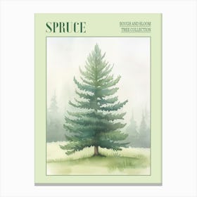 Spruce Tree Atmospheric Watercolour Painting 2 Poster Canvas Print