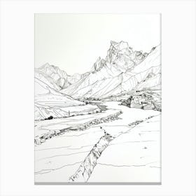 Masherbrum Pakistan Line Drawing 3 Canvas Print