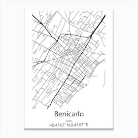 Benicarlo,Spain Minimalist Map Canvas Print