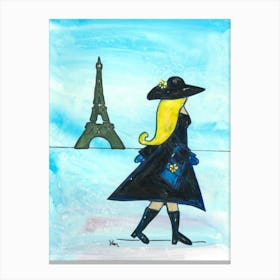 Girl Walking in Paris Canvas Print