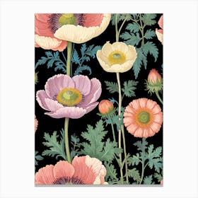 William Morris Poppy Flower Pattern Canvas Print