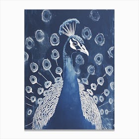 Peacock Linocut Inspired Portrait  Canvas Print