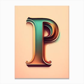 P, Letter, Alphabet Retro Drawing 2 Canvas Print