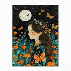 Girl In The Moonlight Canvas Print