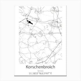 Korschenbroich,Germany Minimalist Map Canvas Print