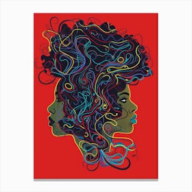 Two Women With Curly Hair Canvas Print