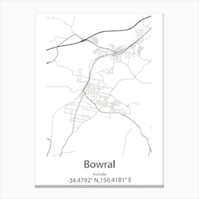 Bowral,Australia Minimalist Map Canvas Print