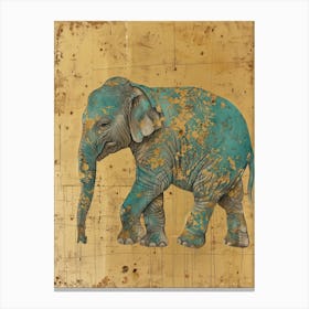 Baby Elephant Gold Effect Collage 2 Canvas Print