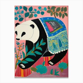 Maximalist Animal Painting Panda 2 Canvas Print