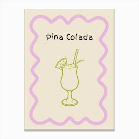 Pina Colada Doodle Poster Lilac & Green Canvas Print