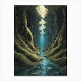 Tunnel In The Forest art print painting 2 Canvas Print