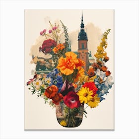 Stockholm   Floral Retro Collage Style 4 Canvas Print