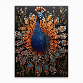 Default Australian Aboriginal Dot Painting Style Art Peacock 0 (2) Canvas Print