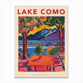 Lake Como Italia Travel Poster Canvas Print