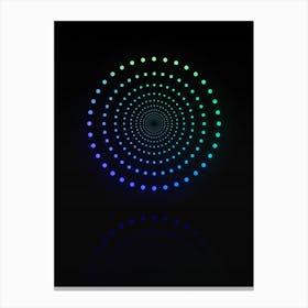 Neon Blue and Green Abstract Geometric Glyph on Black n.0304 Canvas Print