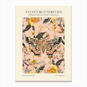 Velvet Butterflies Collection Pink Butterflies William Morris Style 3 Canvas Print