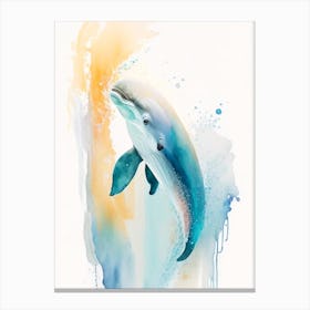 Irrawaddy Dolphin Storybook Watercolour  (1) Canvas Print