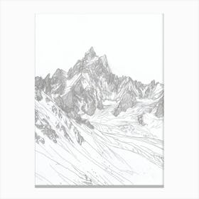 Mont Blanc France Italy Line Drawing 2 Canvas Print